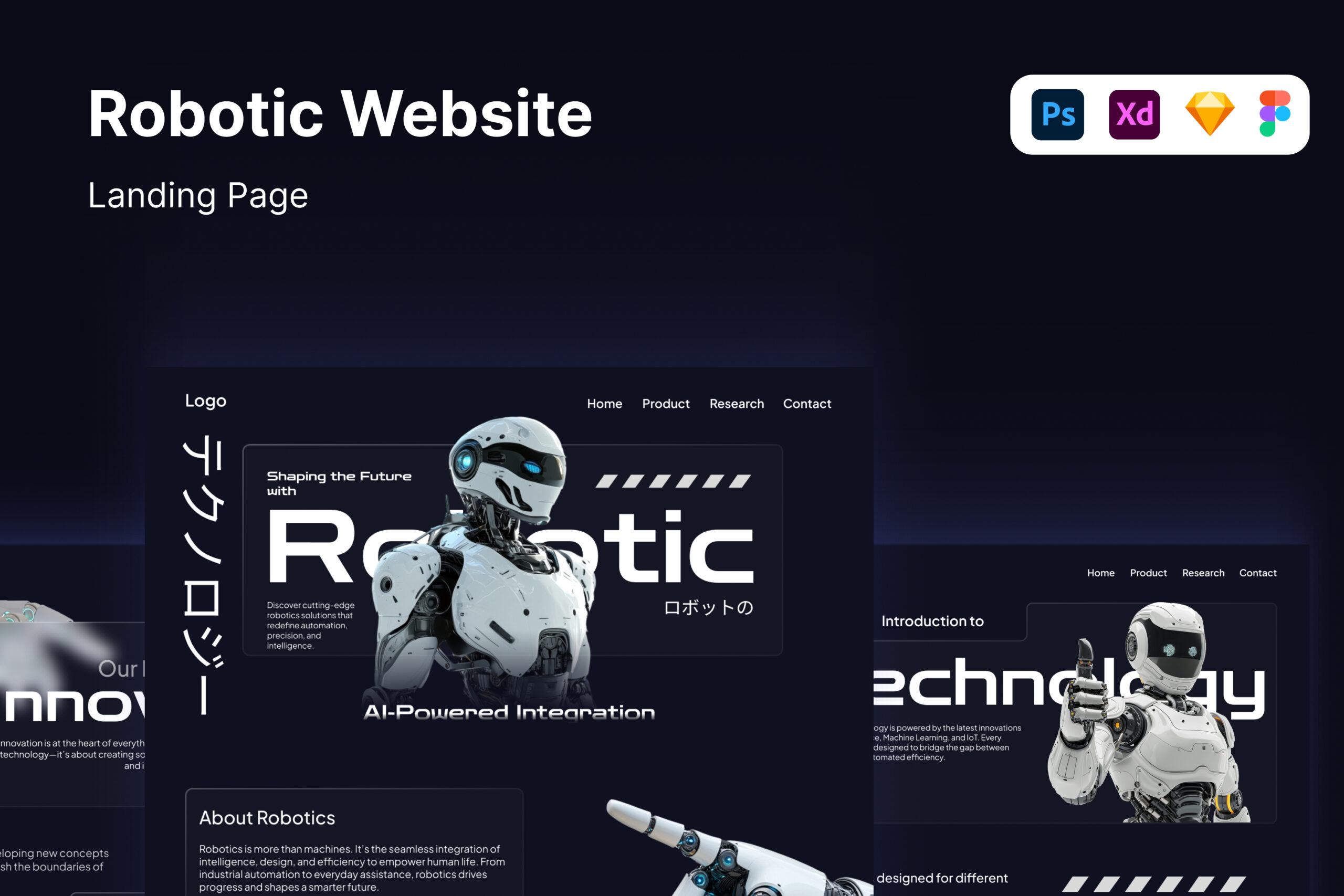 Robotic Website Landing Page Template - Graphicted